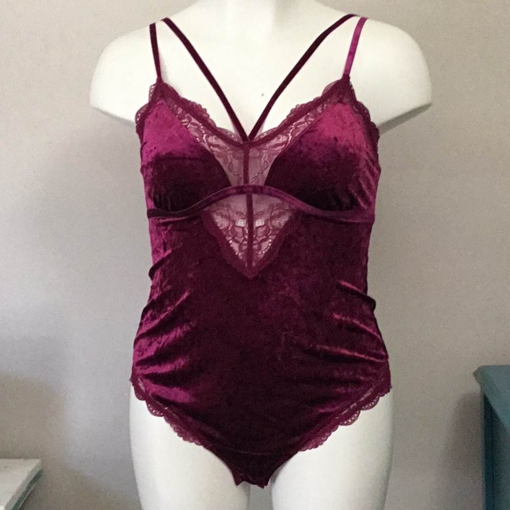 Luxurious Purple Velvet Chemise with Sheer Accents